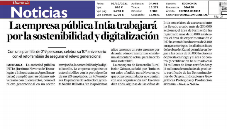 Fotografía del pantallazo de la noticia en la edición impresa del Diario de Noticias
