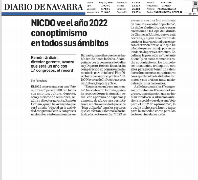 Fotografía del pantallazo de la noticía de la edición impresa del diario de navarra