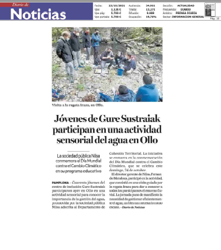 Fotografía del pantallazo de la noticia en la edición impresa del Diario de Noticias.