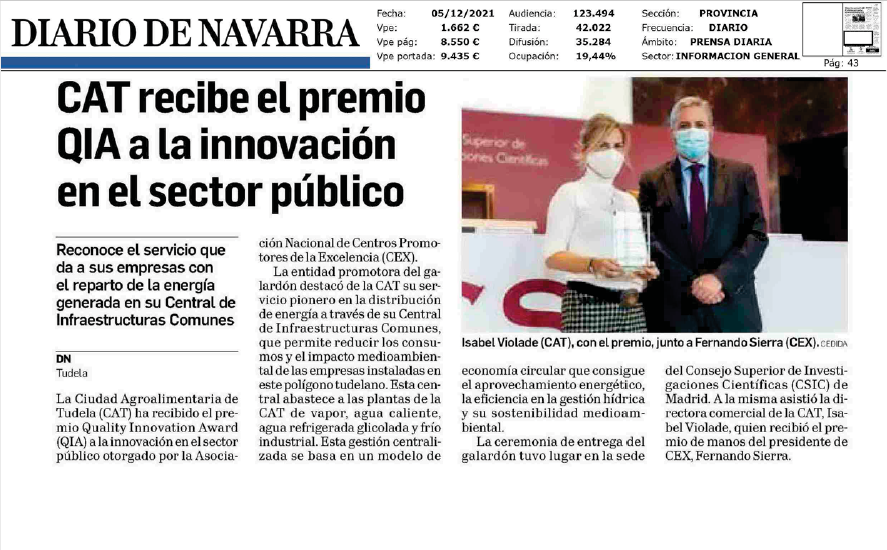 Fotografía del pantallazo de la noticia en la edición impresa del Diario de Navarra.