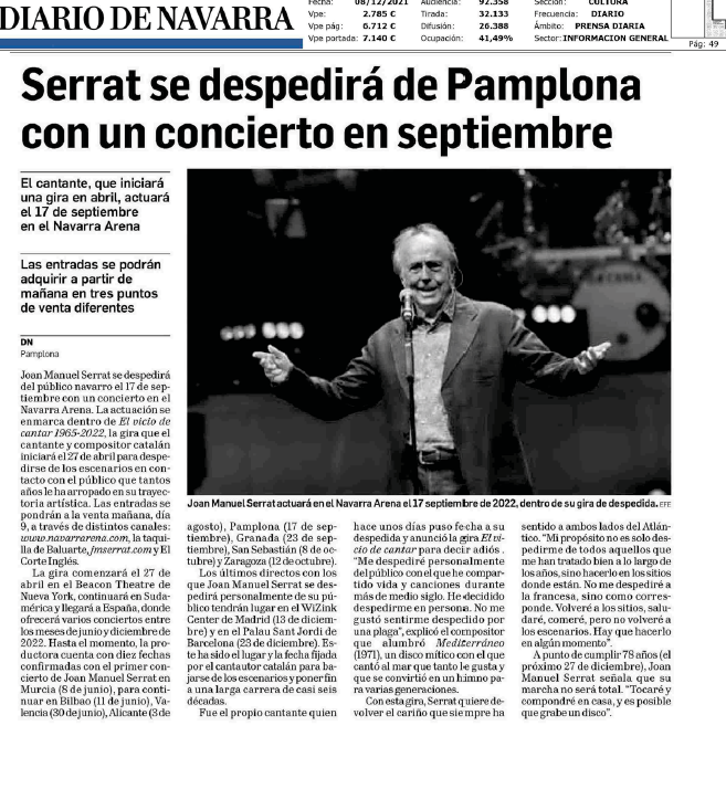 Fotografía del pantallazo de la noticia en la edición impresa del Diario de Navarra.