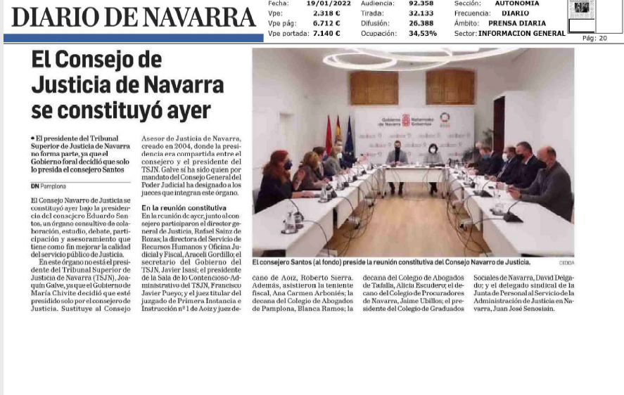 Fotografía del pantallazo de la noticia en la edición impresa del Diario de Navarra.