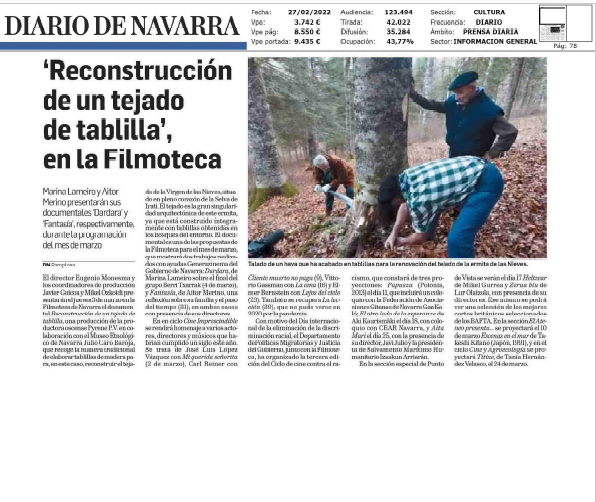 Fotografía del pantallazo de la noticia en la edición impresa del Diario de Navarra