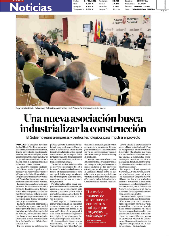 Fotografía del pantallazo de la noticia en la edición impresa del Diario de Noticias