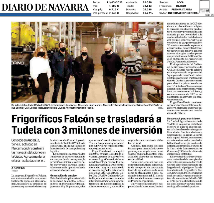 Fotografía del pantallazo de la noticia en la edición impresa del Diario de Navarra. 