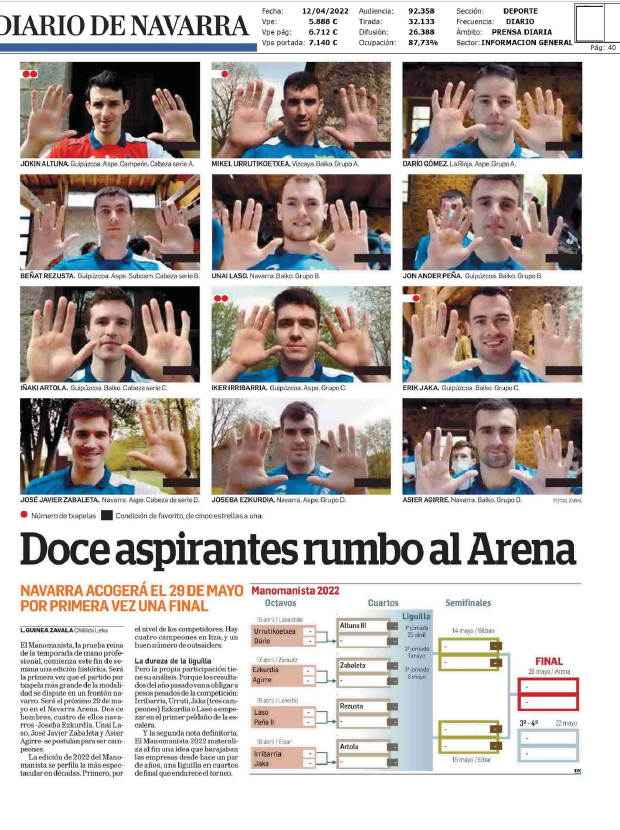 Fotografía del pantallazo de la noticia en la edición impresa del Diario de Navarra