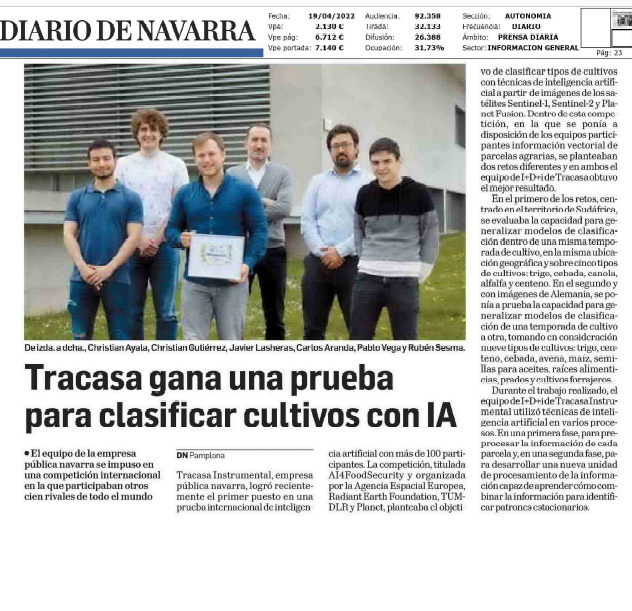 Fotografía del pantallazo de la noticia en la edición impresa del Diario de Navarra