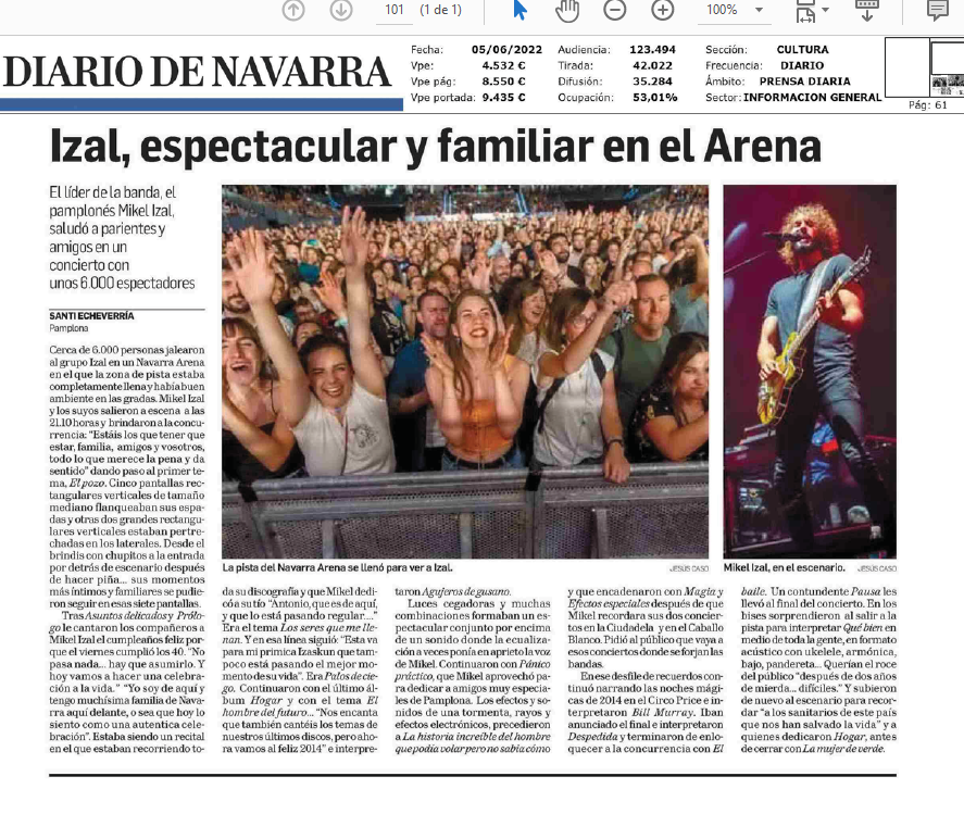 Fotografía del pantallazo de la noticia en la edición impresa del Diario de Navarra
