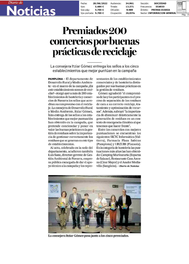 Fotografía del pantallazo de la noticia en la edición impresa del Diario de Noticias
