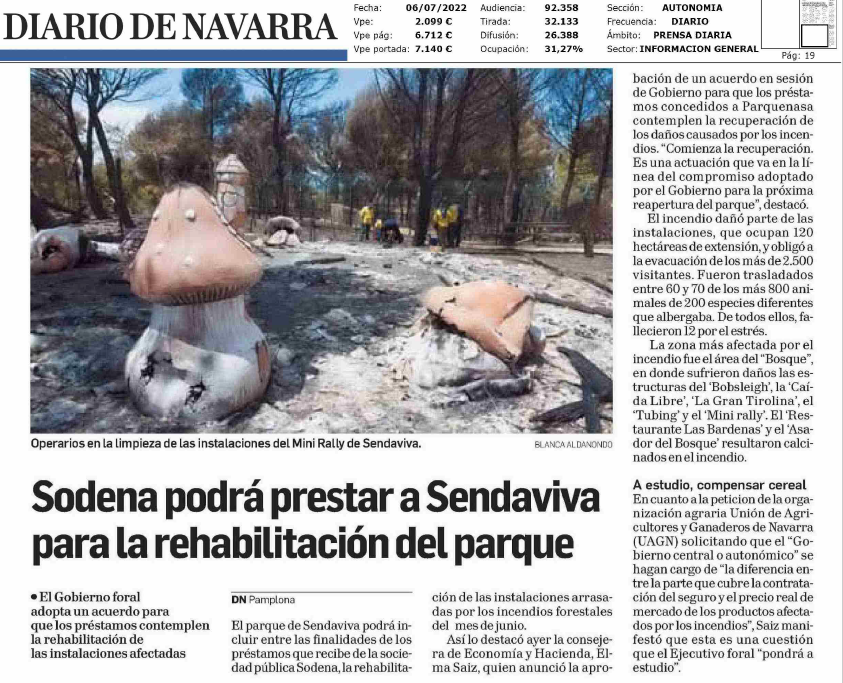 Fotografía del pantallazo de la noticia en la edición impresa del Diario de Navarra