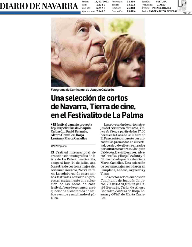 Fotografía del pantallazo de la noticia en la edición impresa del Diario de Navarra.