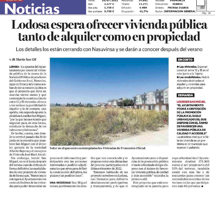 Fotografía del pantallazo de la noticia en la edición impresa del Diario de Noticias.