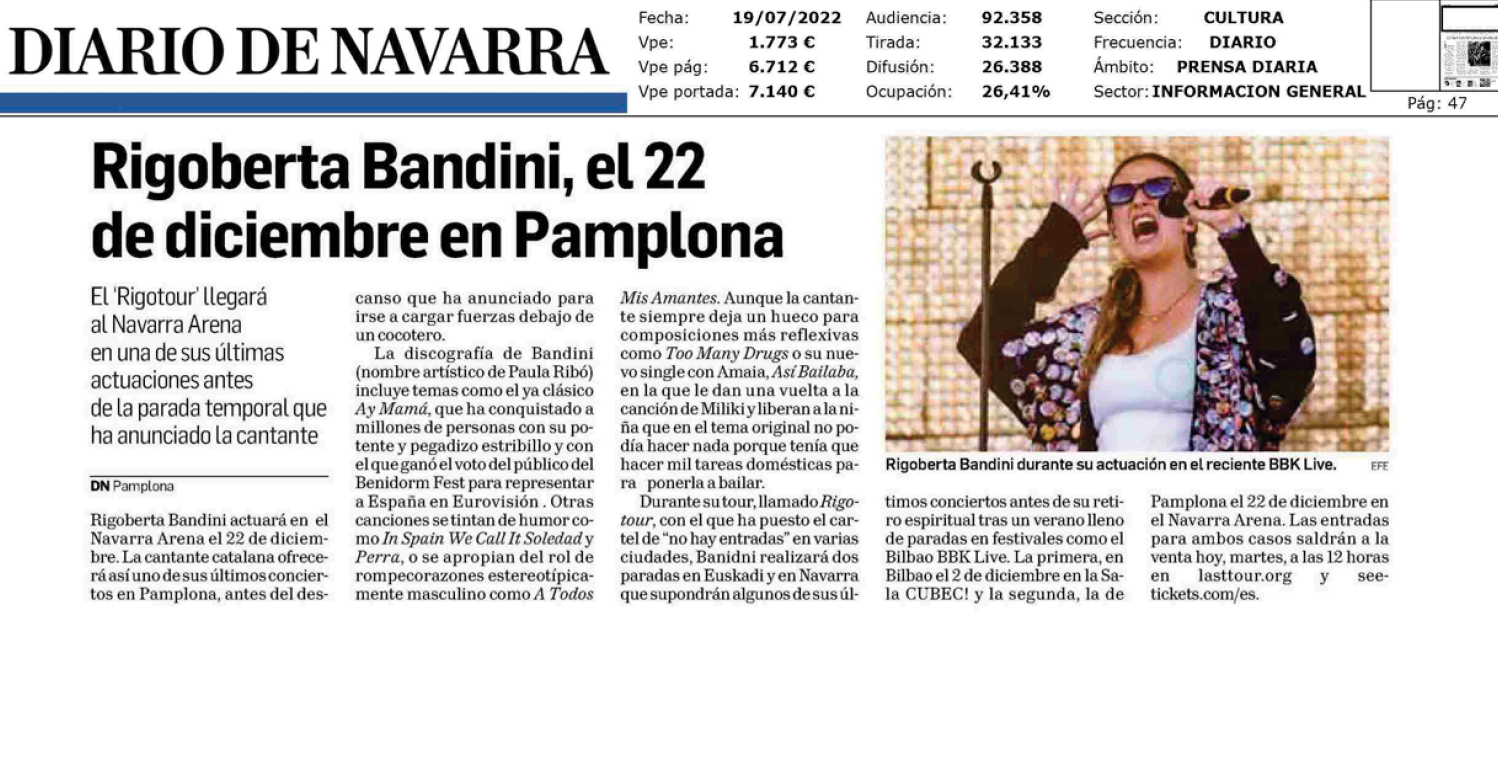 Fotografía del pantallazo de la noticia en la edición impresa del Diario de Navarra
