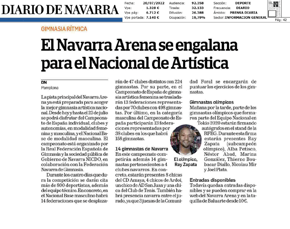 Fotografía del pantallazo de la noticia en la edición impresa del Diario de Navarra.