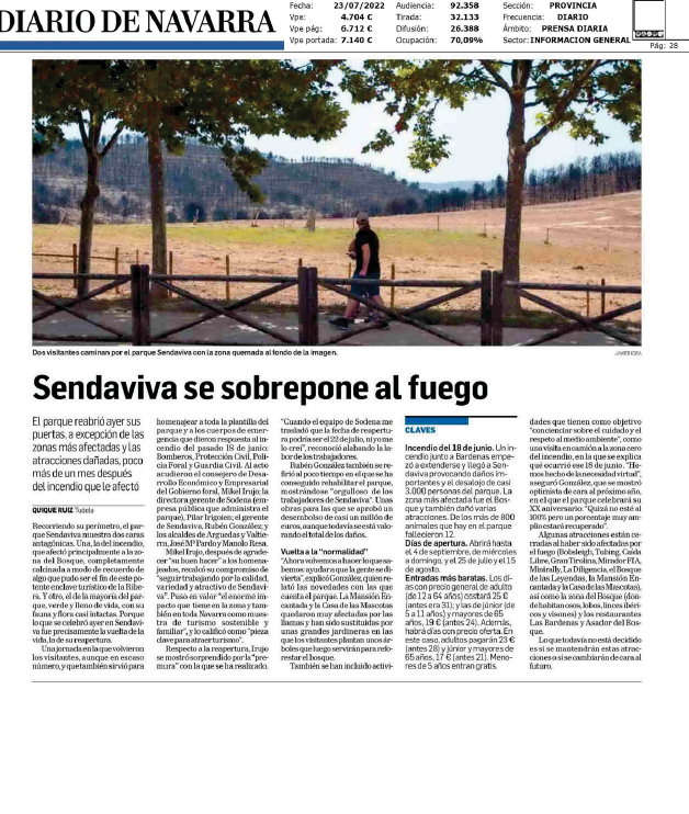 Fotografía del pantallazo de la noticia en la edición impresa del Diario de Navarra