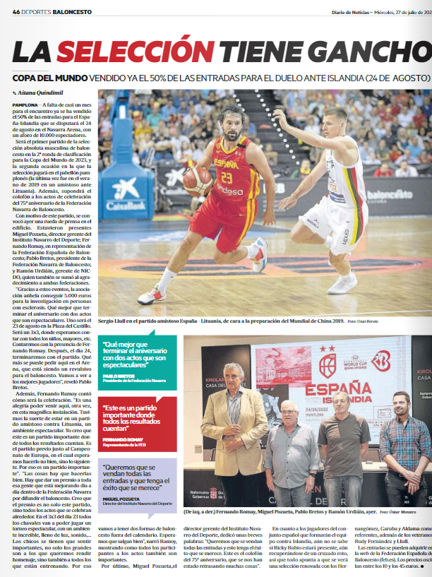 Fotografía del pantallazo de la noticia en la edición impresa del Diario de Noticias.
