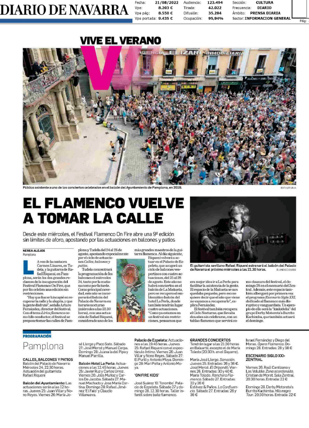 Fotografía del pantallazo de la noticia en la edición impresa del Diario de Navarra