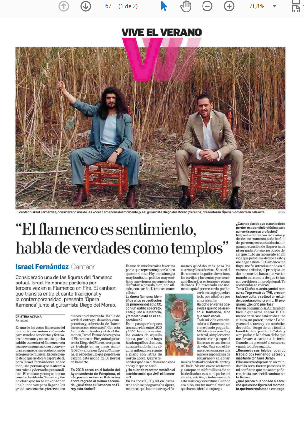 Fotografía del pantallazo de la noticia en la edición impresa del Diario de Navarra