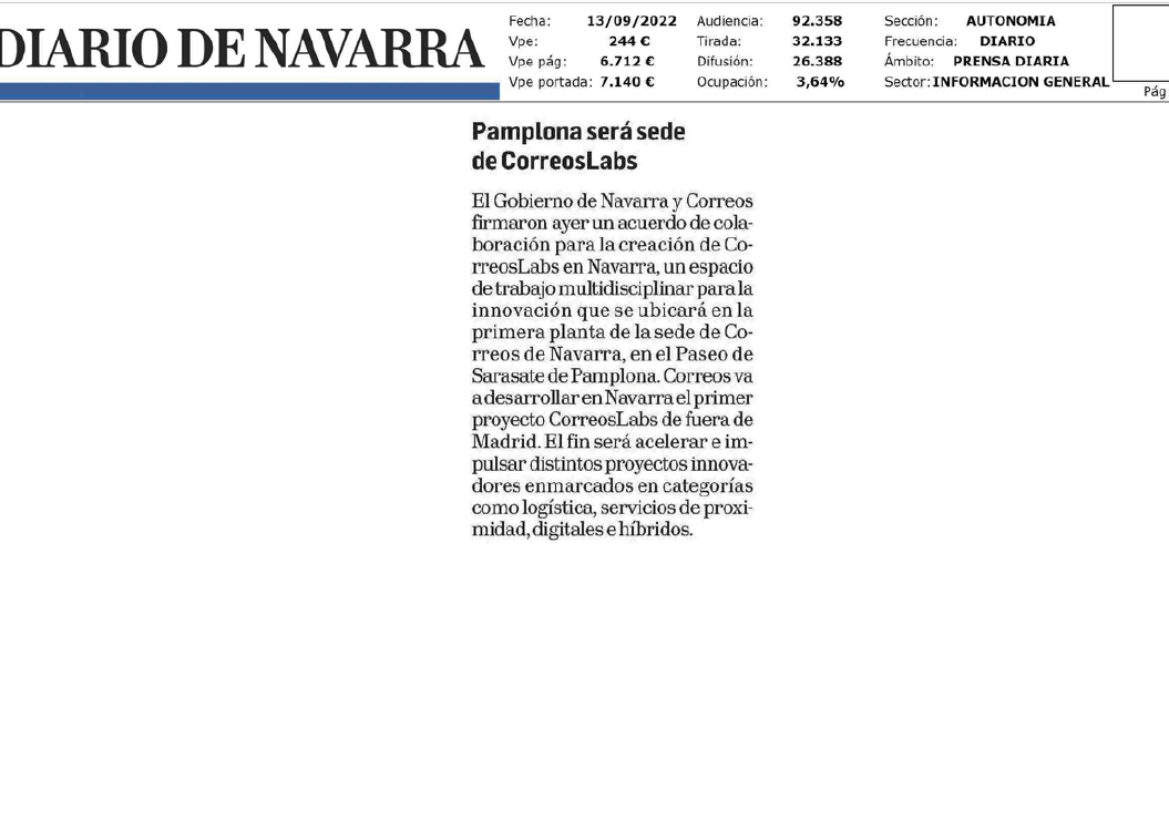 Fotografía del pantallazo de la noticia en la edición impresa del Diario de Navarra