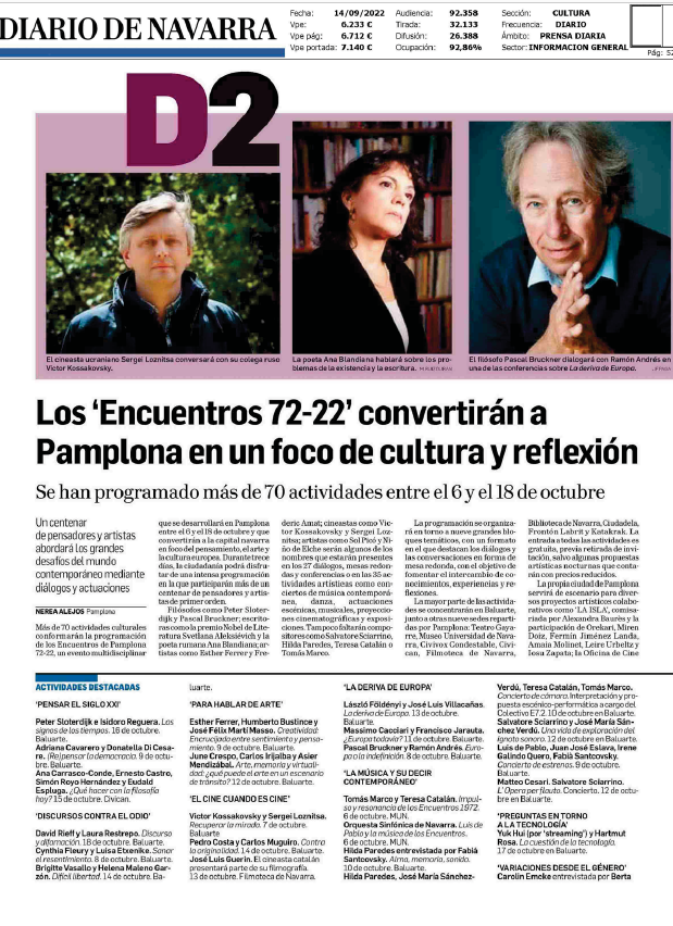 Fotografía del pantallazo de la noticia en la edición impresa del Diario de Navarra