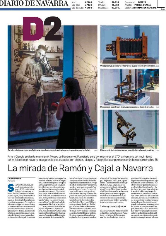 Fotografía del pantallazo de la noticia en la edición impresa del Diario de Navarra