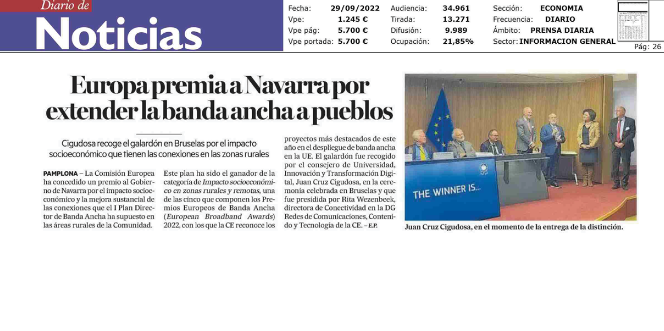 Fotografía del pantallazo de la noticia en la edición impresa del Diario de Noticias