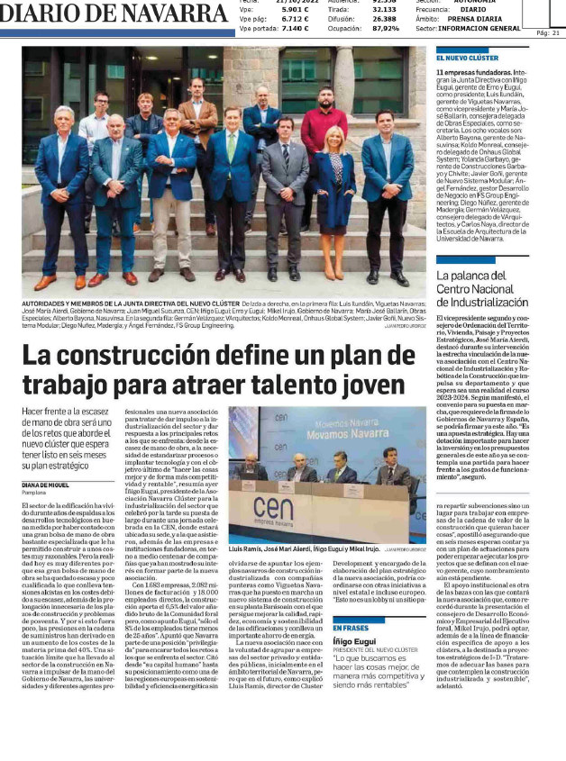 Fotografía del pantallazo de la noticia en la edición impresa del Diario de Navarra