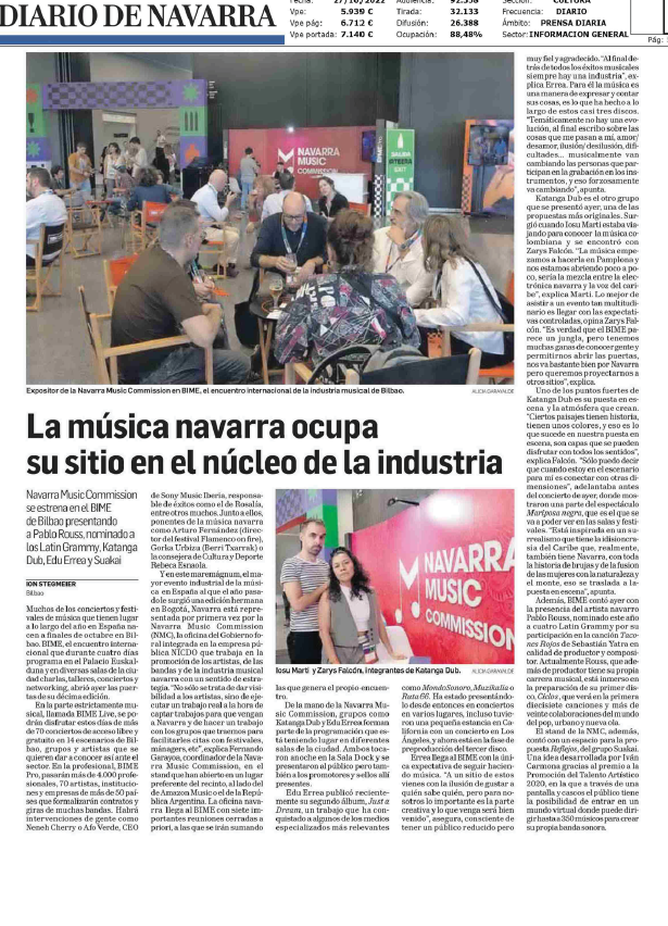Fotografía del pantallazo de la noticia en la edición impresa del Diario de Navarra
