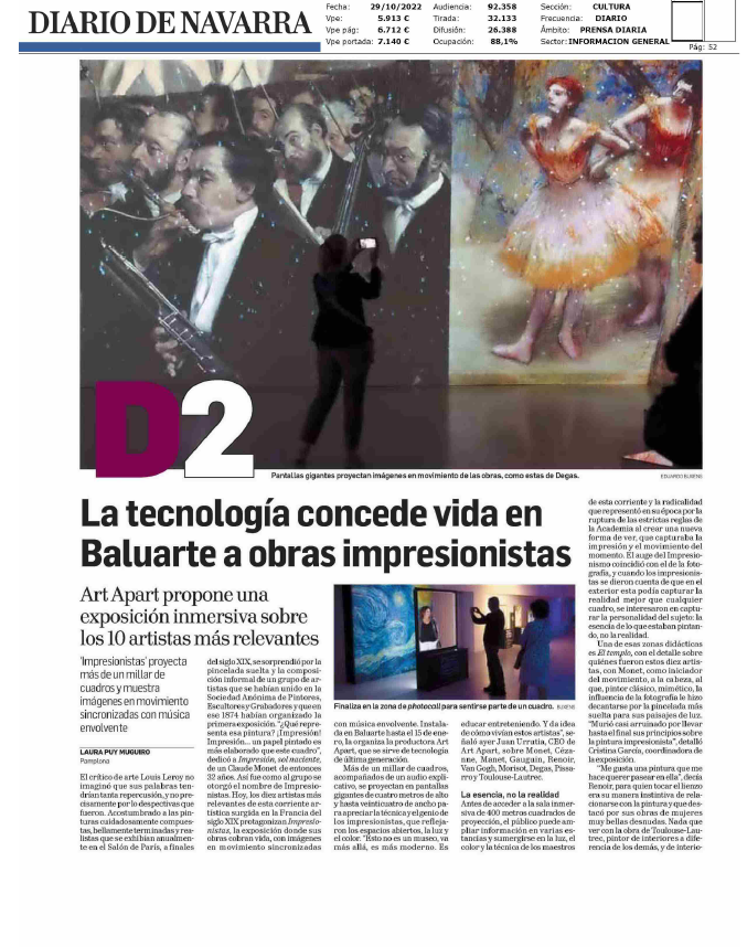 Fotografía del pantallazo de la noticia en la edición impresa del Diario de Navarra