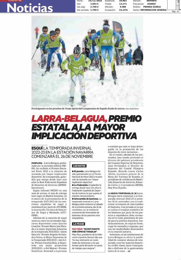 Fotografía del pantallazo de la noticia en la edición impresa del Diario de Noticias 