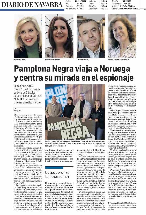 Fotografía del pantallazo de la noticia en la edición impresa del Diario de Navarra