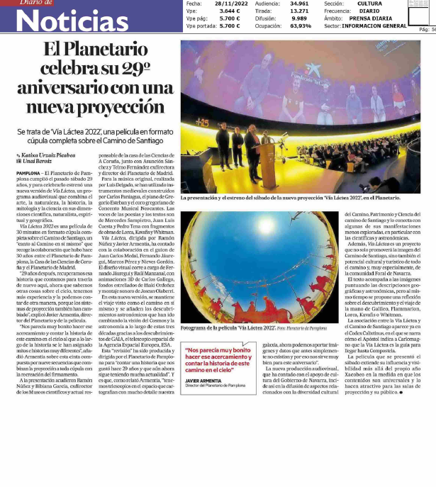 Fotografía del pantallazo de la noticia en la edición impresa del Diario de Noticias
