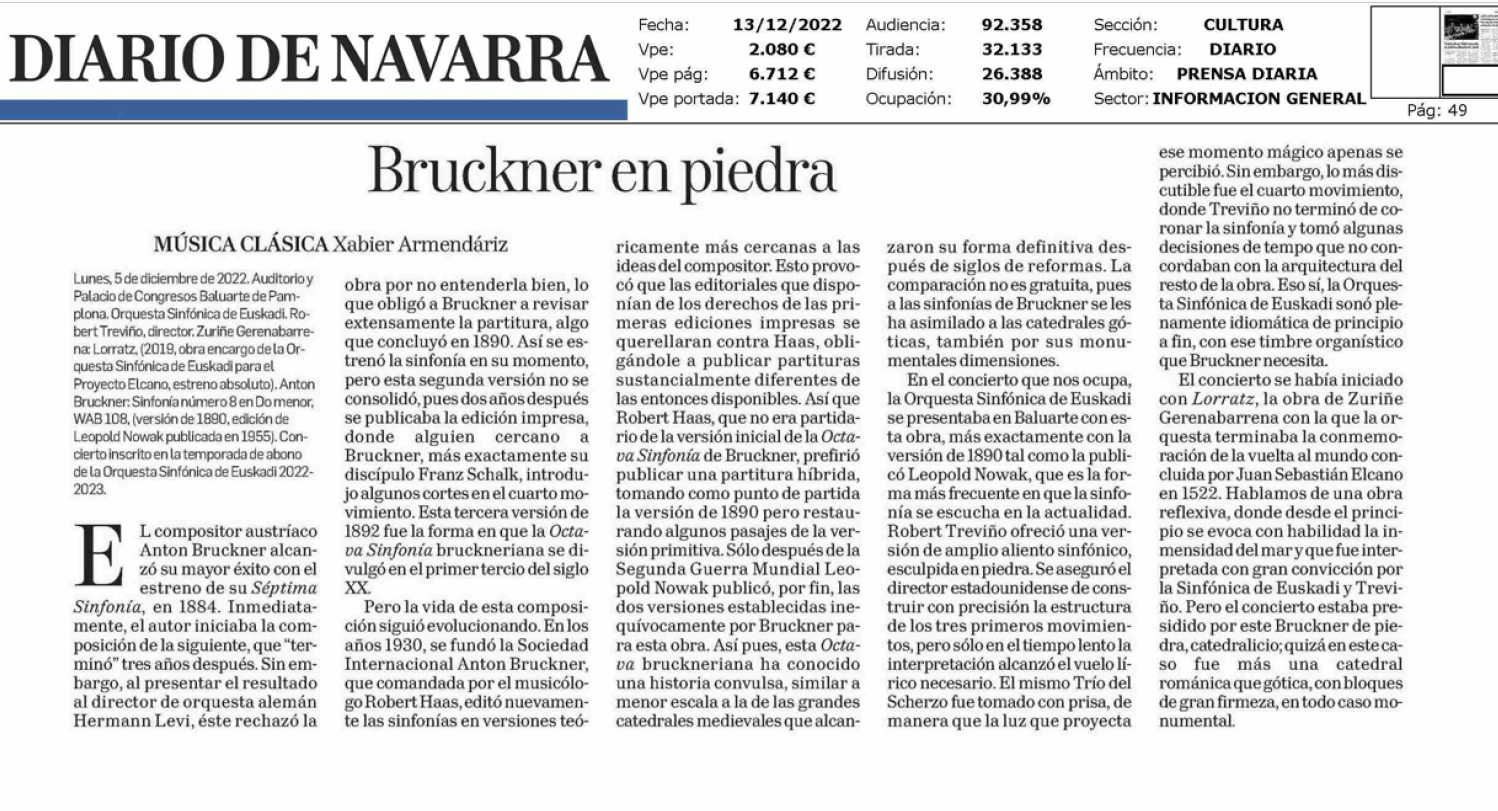 Fotografía del pantallazo de la noticia en la edición impresa del Diario de Navarra