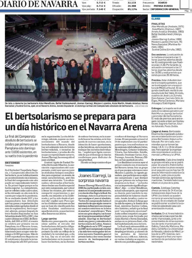 Fotografía del pantallazo de la noticia en la edición impresa del Diario de Navarra