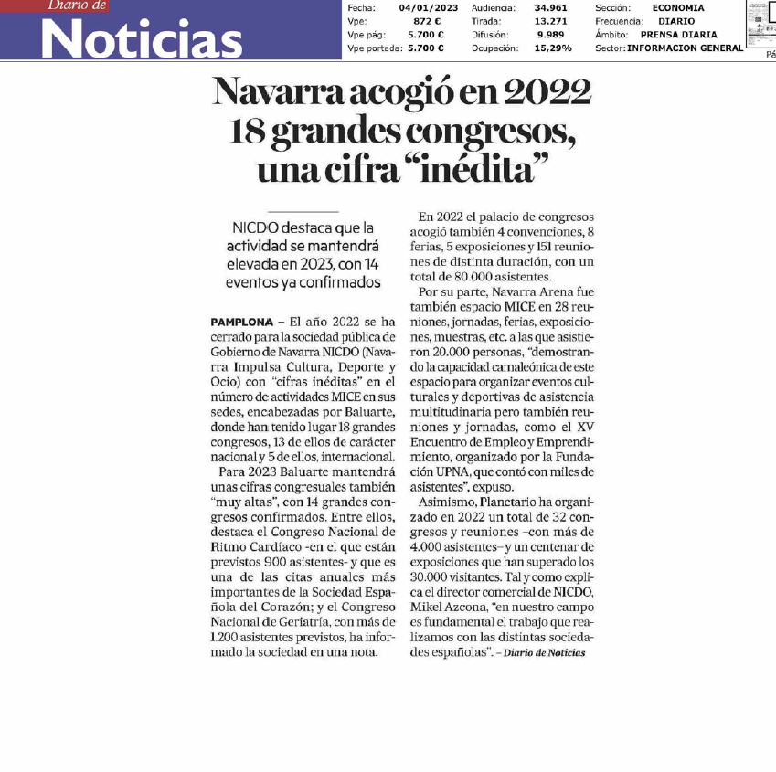 Fotografía del pantallazo de la noticia en la edición impresa del Diario de Noticias