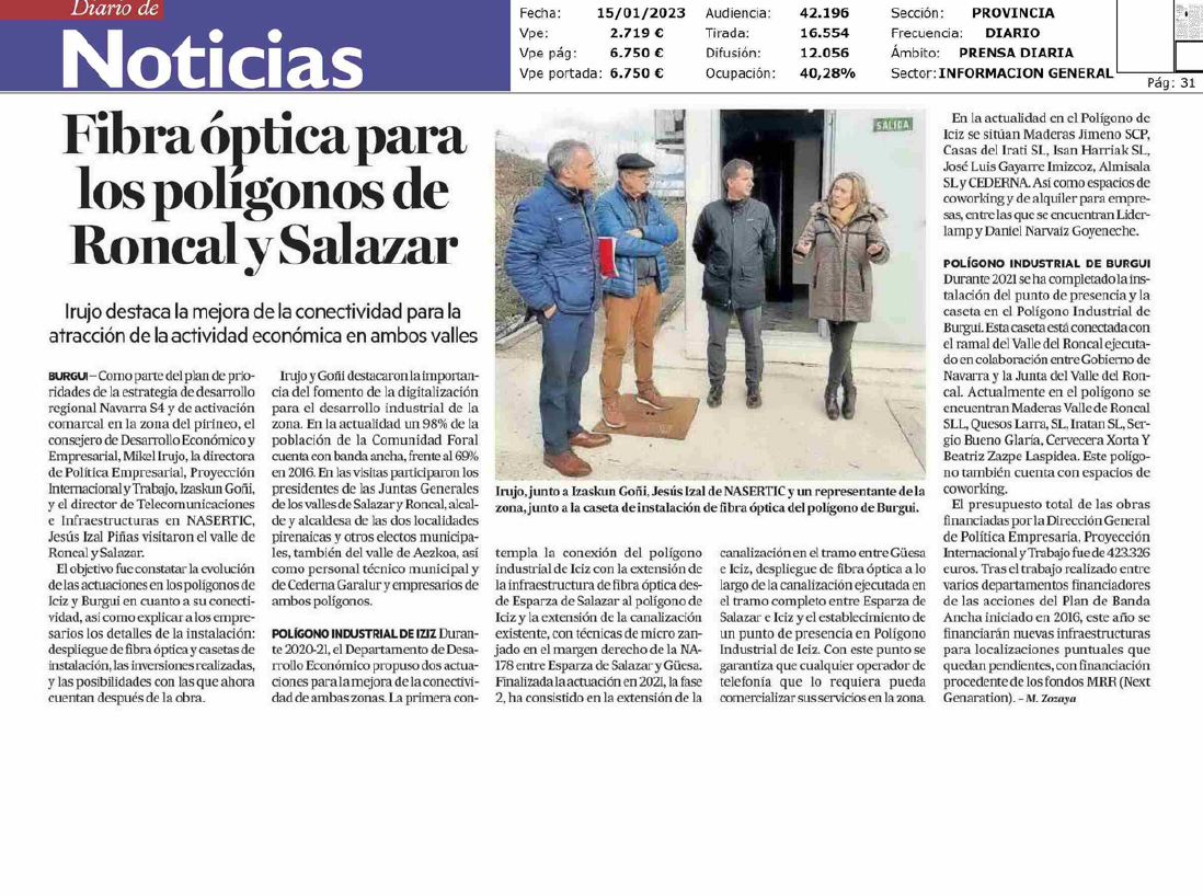 Fotografía del pantallazo de la noticia en la edición impresa del Diario de Noticias