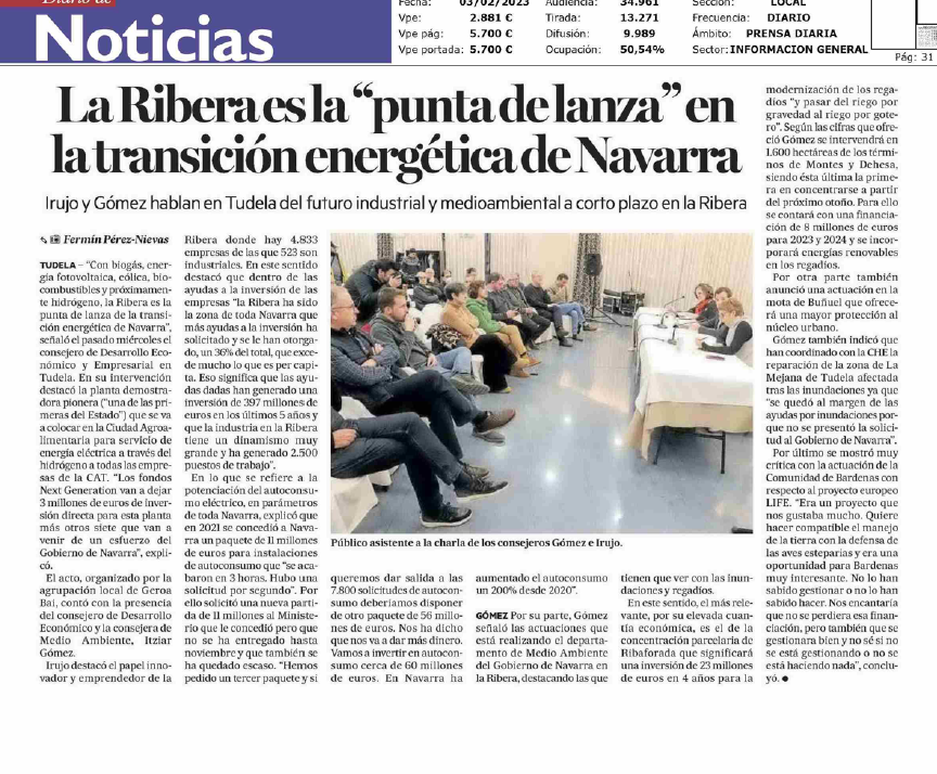 Fotografía del pantallazo de la noticia en la edición impresa del Diario de Noticias