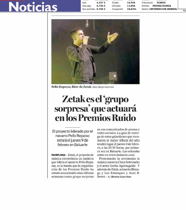 Fotografía del pantallazo de la noticia en la edición impresa del Diario de Noticias