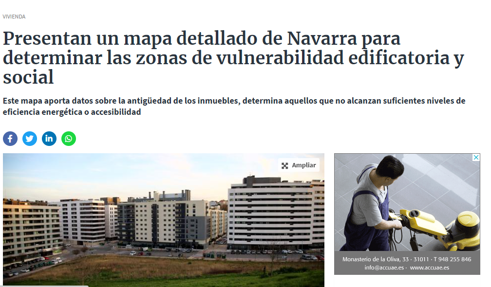 Fotografía del pantallazo de la noticia en la edición online del Diario de Navarra