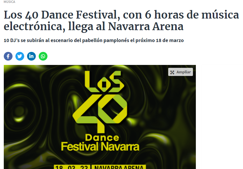 Fotografía del pantallazo de la noticia en la edición online del Diario de Navarra