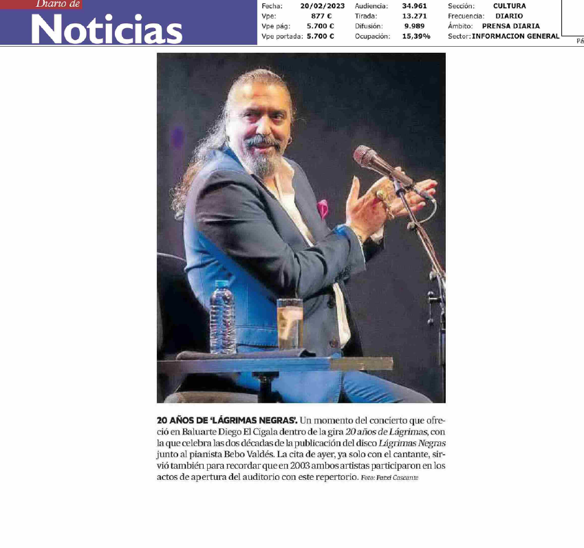 Fotografía del pantallazo de la noticia en la edición impresa del Diario de Noticias