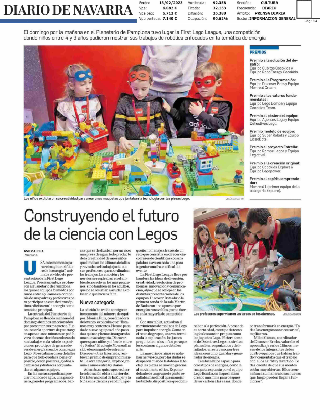 Fotografía del pantallazo de la noticia en la edición impresa del Diario de Navarra