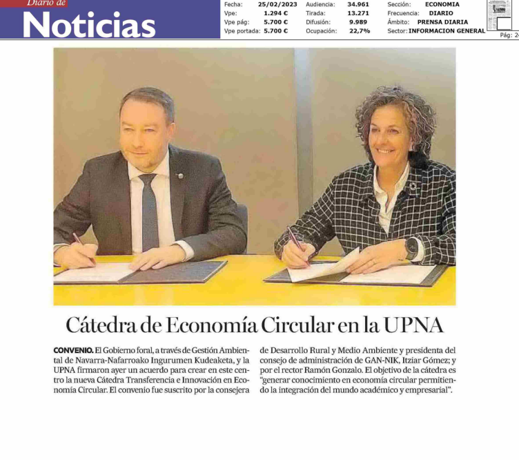 Fotografía del pantallazo de la noticia en la edición impresa del Diario de Naoticias