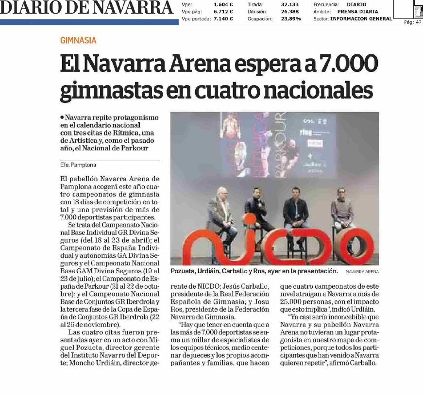 Fotografía del pantallazo de la noticia en la edición impresa del Diario de Navarra.