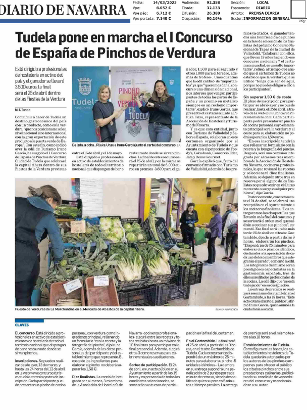 Fotografía del pantallazo de la noticia en la edición impresa del Diario de Navarra