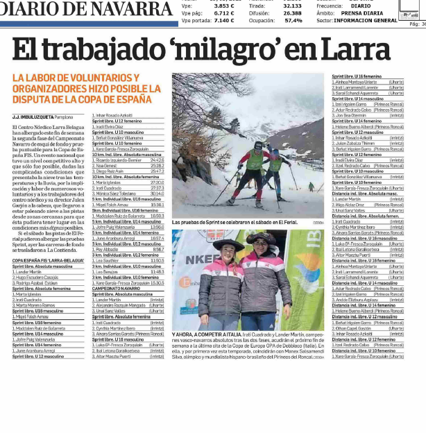 Fotografía del pantallazo de la noticia en la edición impresa del Diario de Navarra