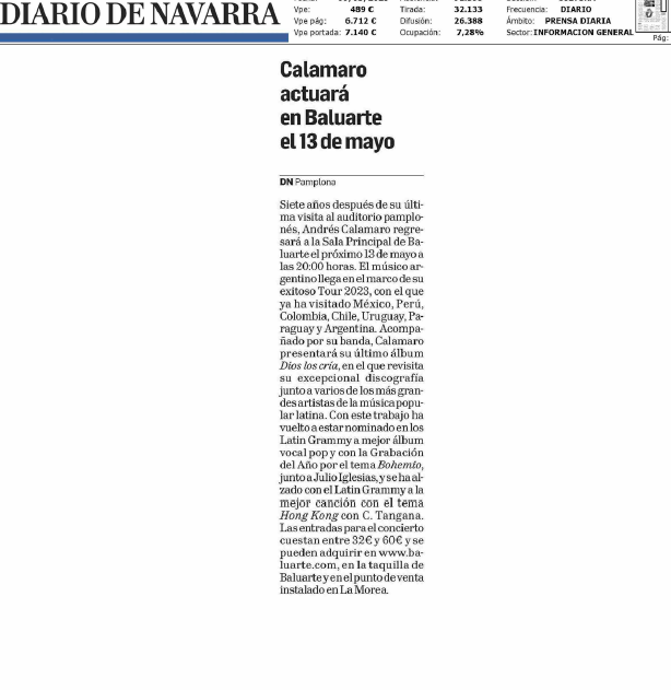 Fotografía del pantallazo de la noticia en la edición impresa del Diario de Navarra