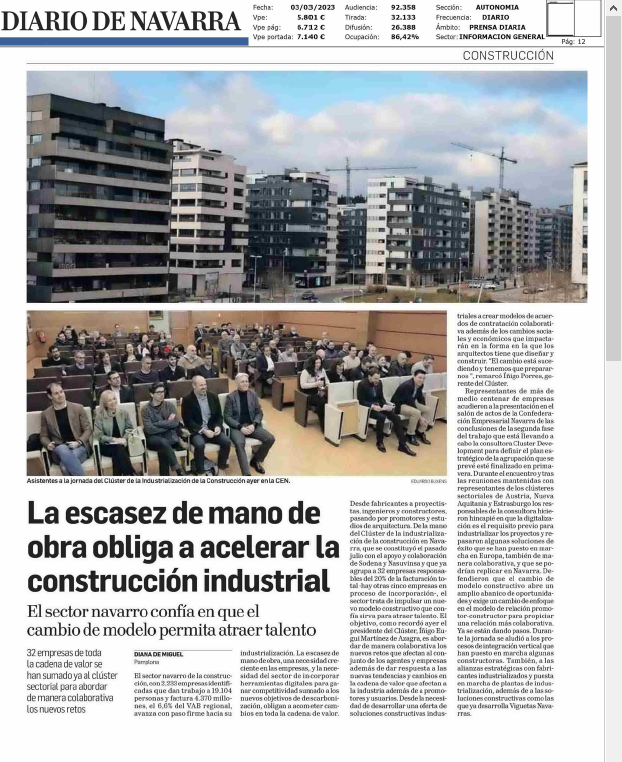 Fotografía del pantallazo de la noticia en la edición impresa del Diario de Navarra