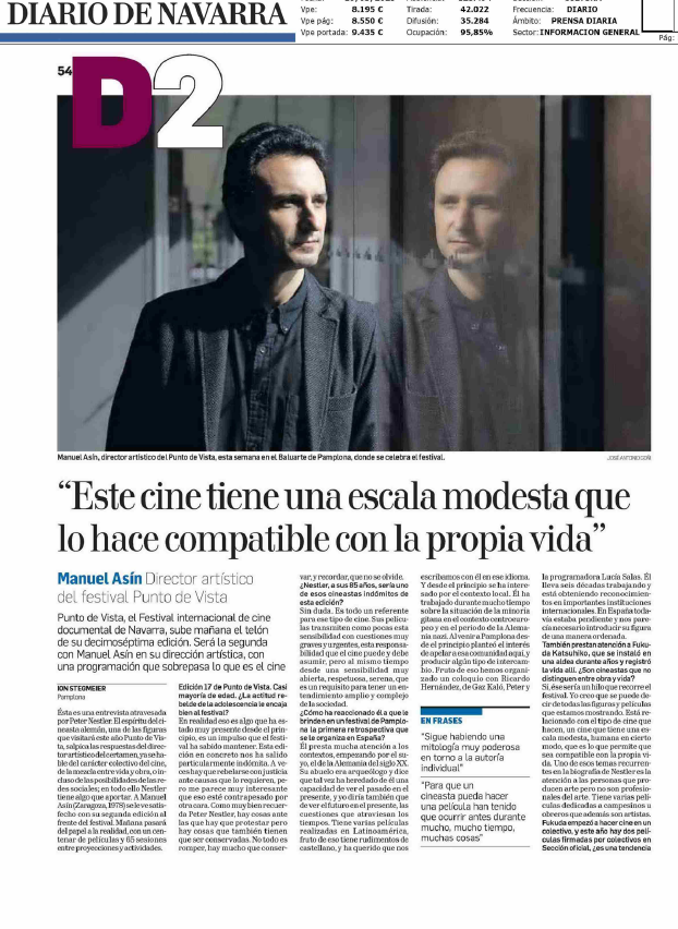 Fotografía del pantallazo de la noticia en la edición impresa del Diario de Navarra