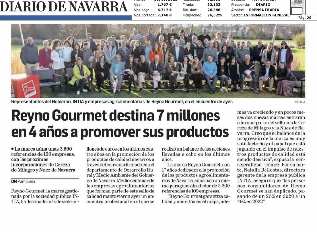 Fotografía del pantallazo de la noticia en la edición impresa del Diario de Navarra
